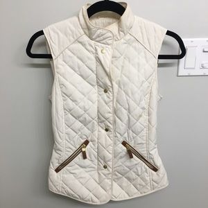 Zara White Quilted Vest